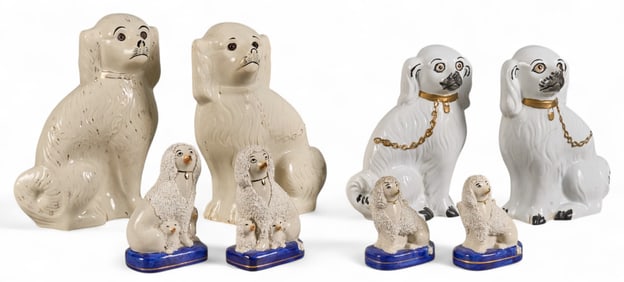 Collection of (8) Staffordshire Style Ceramic Dogs