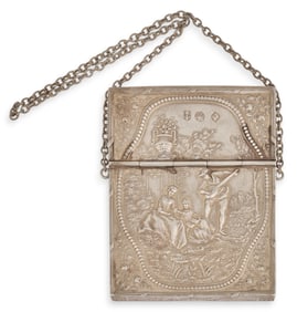 English Sterling Silver Repousse Case & Chain