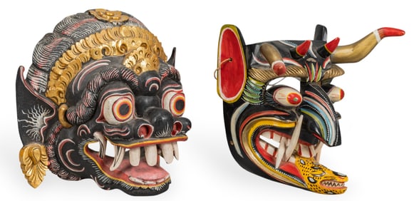 (2) Carved Exotic Masks