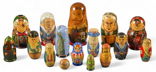 (16) Russian Matroyshka Nesting Dolls, Political
