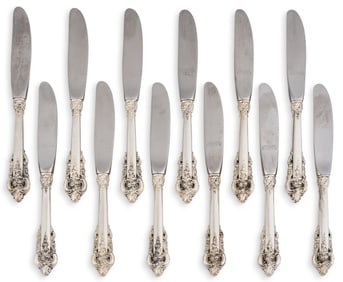 (12) "Grande Baroque" by Wallace Silversmiths Sterling Butter Knives