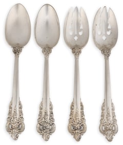 (4) "Grand Baroque" By Wallace Silversmiths Large Spoons