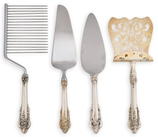 (4) "Grand Baroque" by Wallace Silversmiths Sterling Serving Utensils