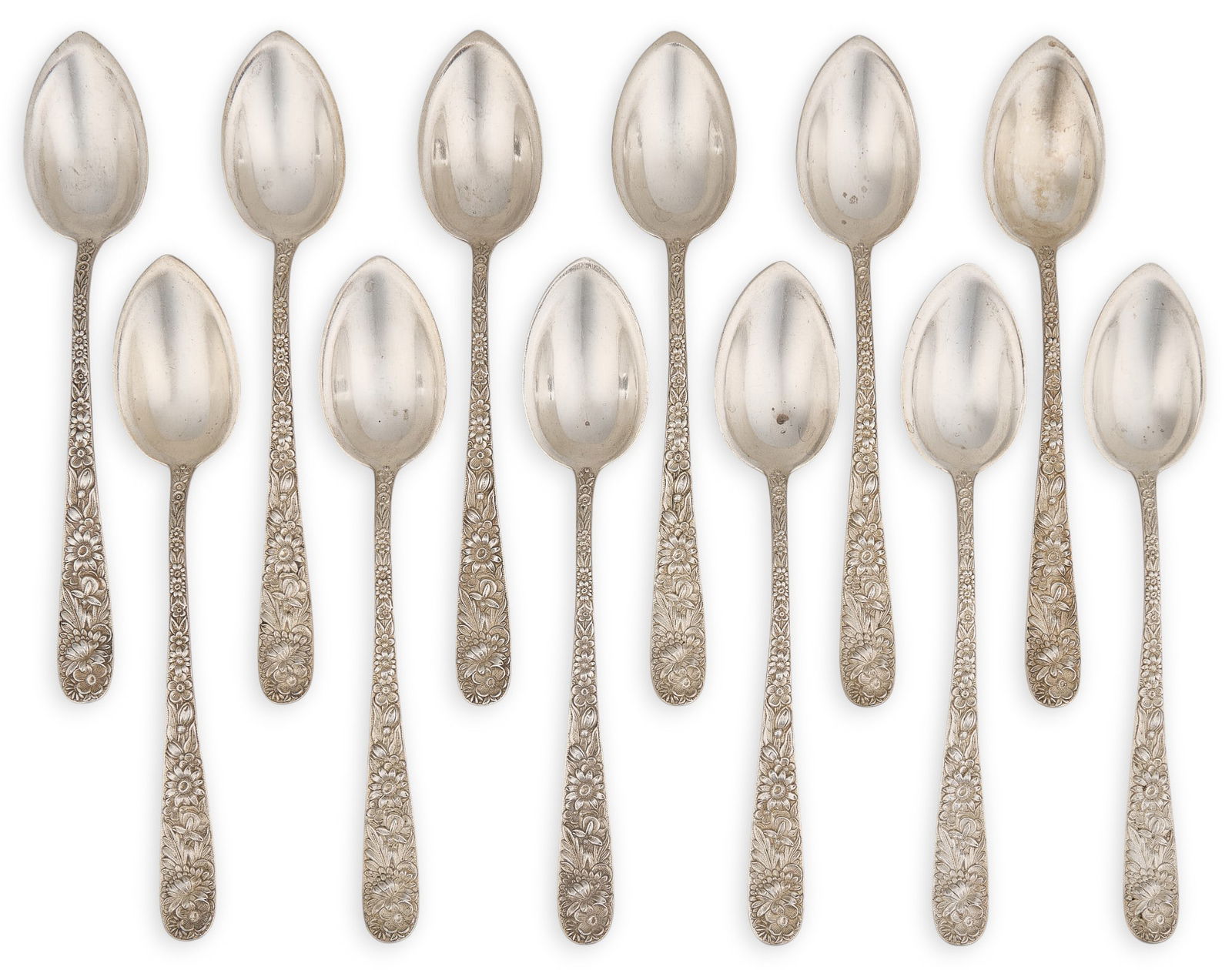 Set of (12) "Repousse" by Kirk & Son Sterling Fruit Spoons (1 of 5)