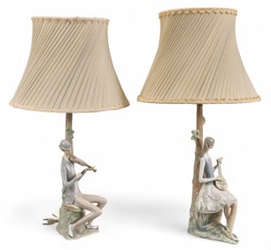 Pair of Lladro (ES) Porcelain Table Lamps