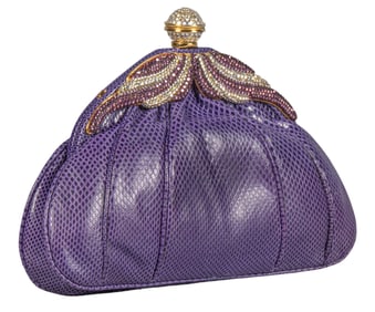 Judith Leiber Purple Snake Skin Clutch