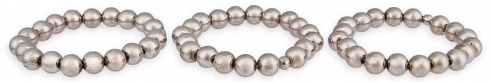(3) Italian Sterling Silver Beaded Bracelets