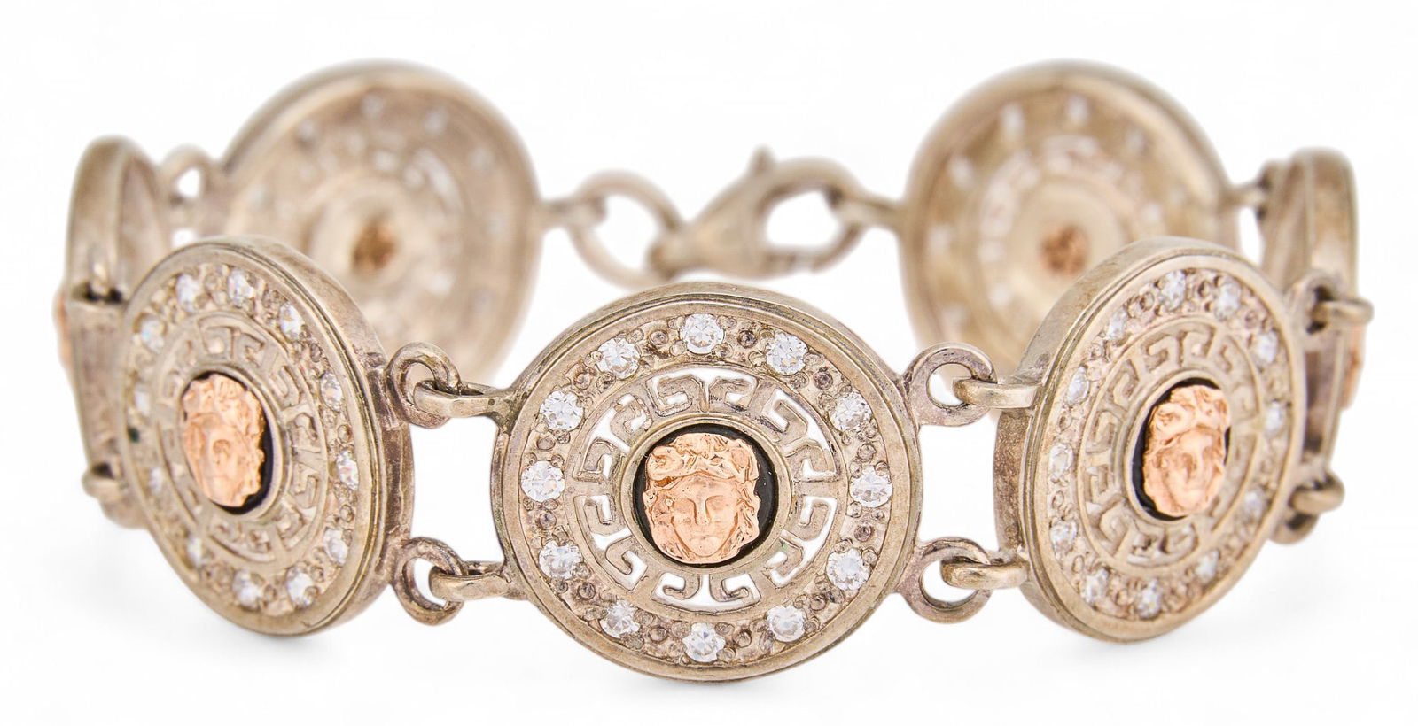 18K Sterling Silver Versace Style Bracelet (1 of 6)