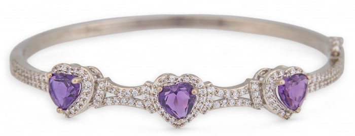 Sterling Silver Heart Gemstone Bracelet