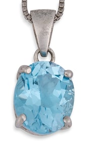 Sterling Silver Blue Topaz Pendant & Chain