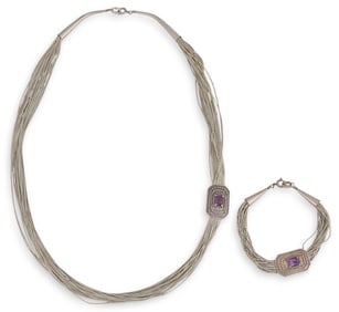 Liquid Silver Amethyst Bracelet & Necklace Set