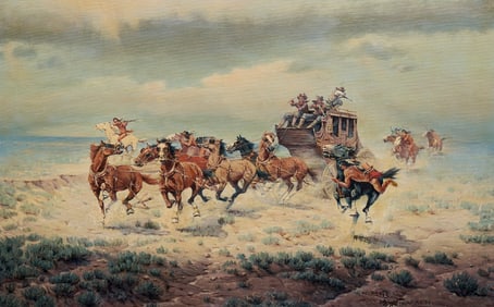 Melvin Warren, "Indian Attack on Stagecoach", 1959