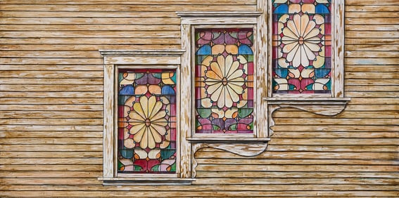 Ancel Nunn, Bowers Mansion Windows