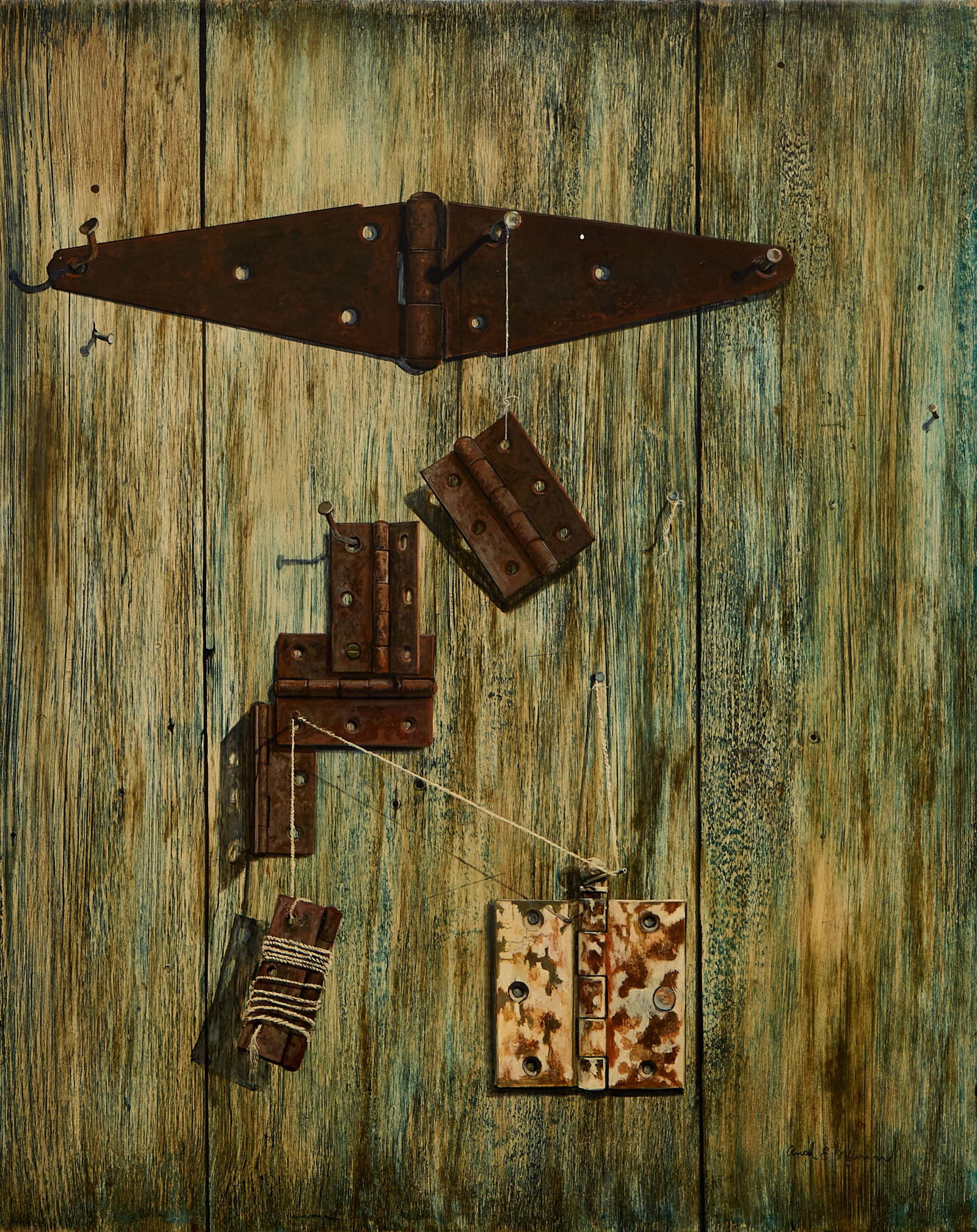 Ancel Nunn, "Iron Butterflies": Ancel E. Nunn (Texas, 1928-1999), "Iron Butterflies", acrylic and tempera on masonite panel sight: 20 x 16 i