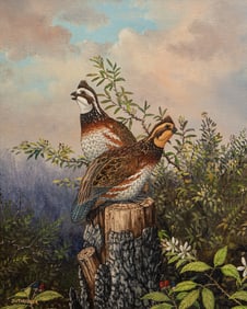 J. W. Thrasher, Quail on Log