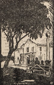 Mary Bonner, The Alamo Woodcut