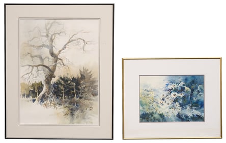Finis Collins, (2) Watercolor Paintings