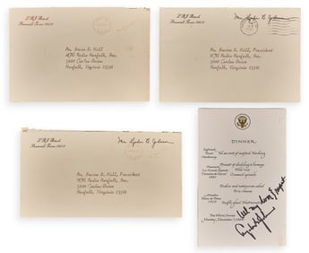 Lady Bird & Lyndon B. Johnson Signed Letters & Dinner Menu