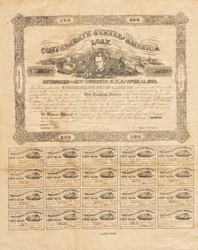 Confederate States of America $500 Loan Sheet, 1863