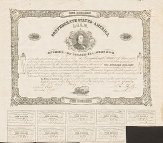 Confederate $100 Loan Sheet
