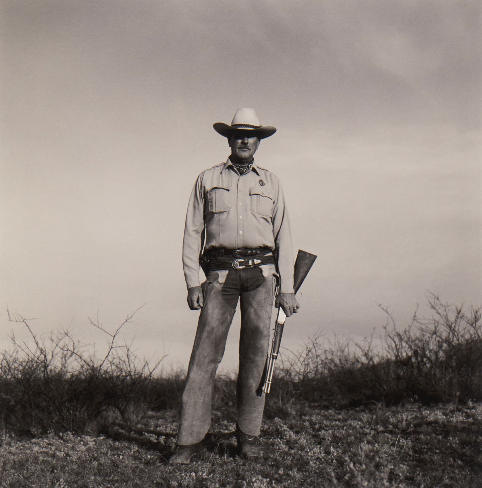Dan Winters, "One Ranger", 1993: Dan Winters (Ventura County, California, b. October 21, 1962) original 1993 photograph of Texas Ranger H. Joaquin Jackson (Anton / Alpine, Texas, 1935-2016), as featured on the February 1994 cover of