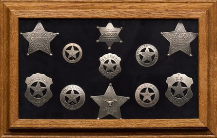 Shadowbox Display of Sheriff and Marshal Badges