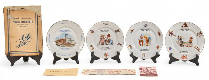 (4) KPM Porcelain Pioneer Flour Mills (San Antonio, Texas) Commemorative Plates