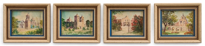 (4) San Antonio Missions paintings