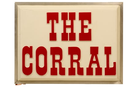 "The Corral" Light-Up Sign from Seguin Dance Hall, 1970s