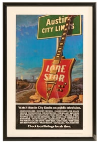 Framed Lone Star Beer and Austin City Limits Advertising Poster