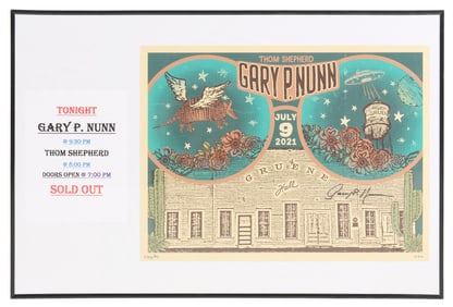 Framed Gary P. Nunn & Tom Shepard Gruene Hall Signed Poster