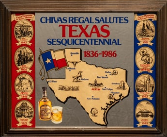 Chivas Regal Texas Sesquicentennial Framed Mirror