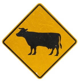 Cow Crossing Hwy Sign