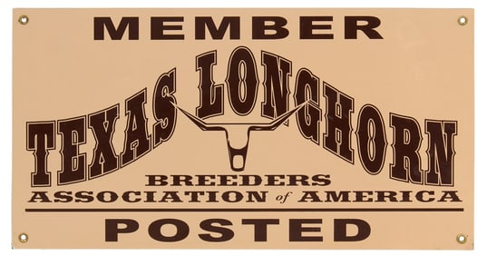 Texas Longhorn Breeders Assoc. Porcelain Sign