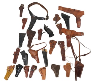 Collection of Leather Holsters and Rifle Scabbards