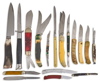 Collection of (17) Pocket & Fixed Blade Knives mmm