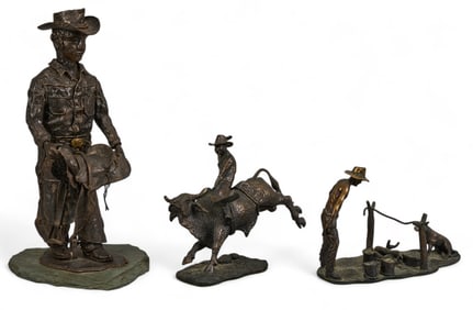 (3) Small Cowboy Bronzes