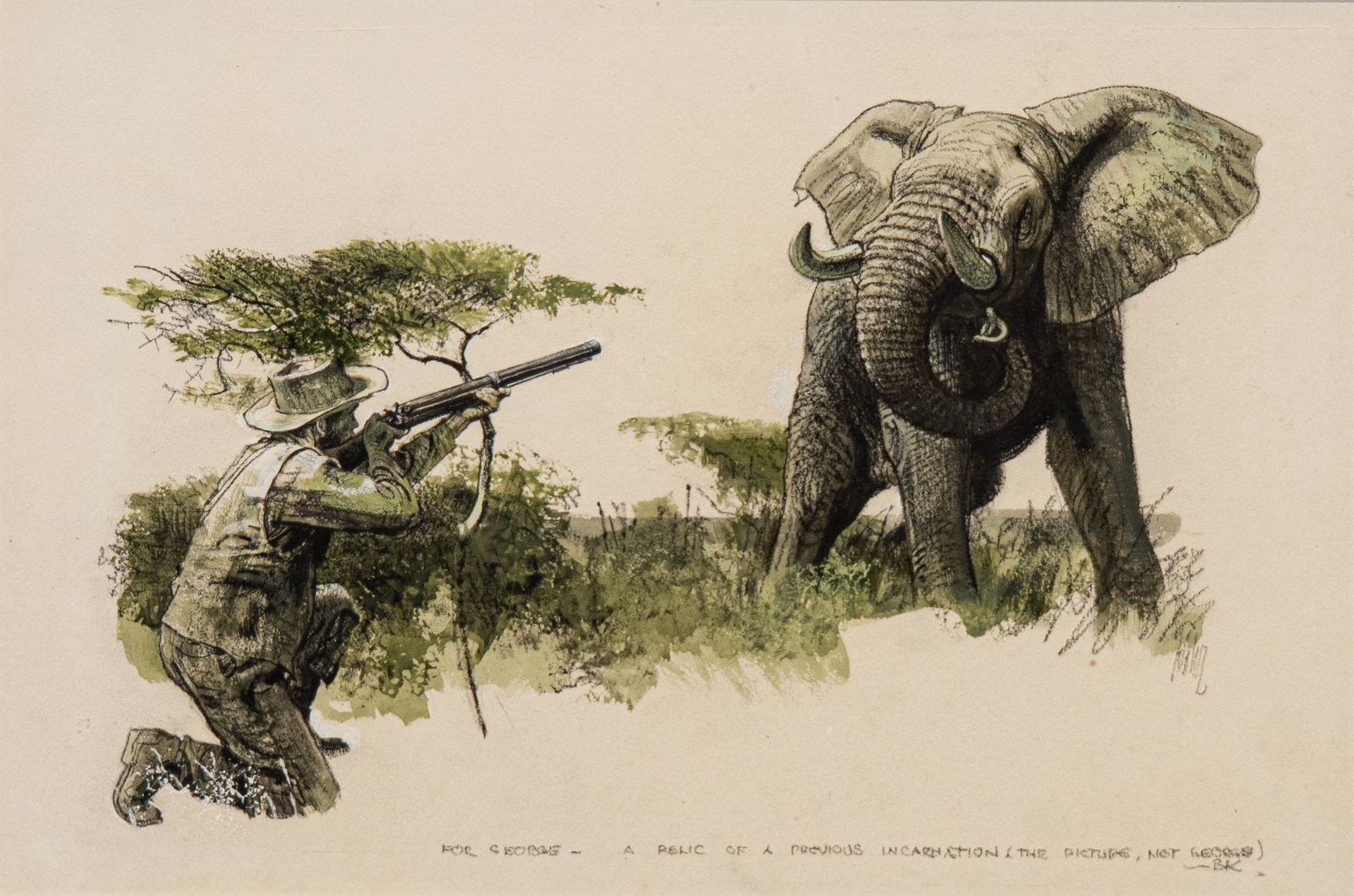 Bob Kuhn, Elephant Hunt Scene (1 of 4)