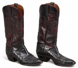 Pair of Ladies Luchesse Ostrich Leather Boots, 7 1/2B