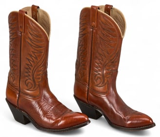 Pair of Acme Tan Leather Boots, 10 1/2 D