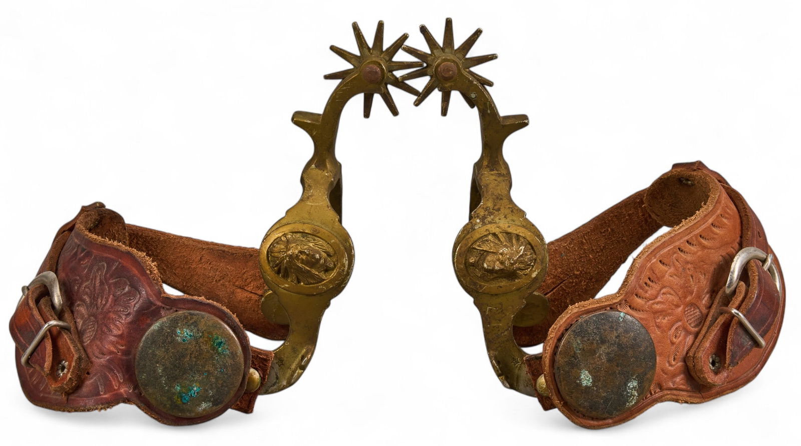 Pair of Star Marked Indian Chief Pattern Spurs (1 of 7)