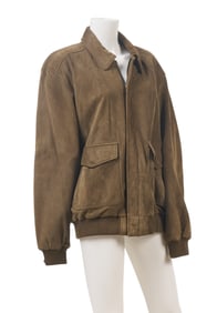 Smithsonian Collection Suede Bomber Jacket, Size Large