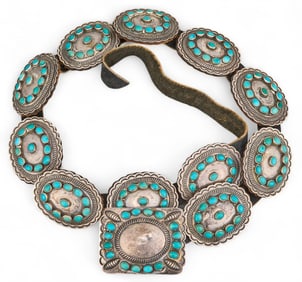 Sterling Silver & Turquoise Concho Belt