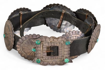Sterling Silver Turquoise Navajo Concho Belt