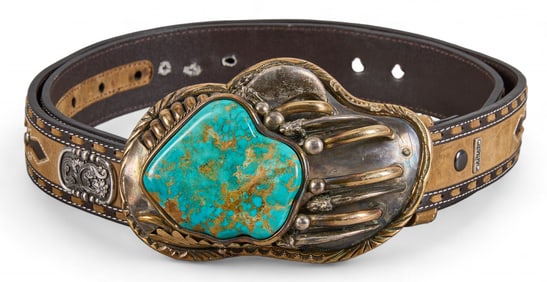 Ariat Belt with Sterling Silver and Turquoise Buckle