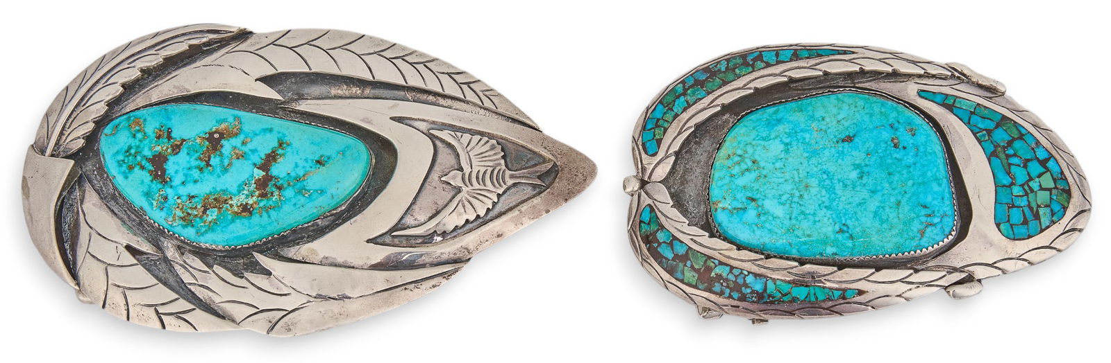 (2) Silver and Tuquoise Belt Buckles (1 of 6)