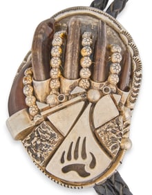 Vintage Bear Claw Silver Bolo Tie
