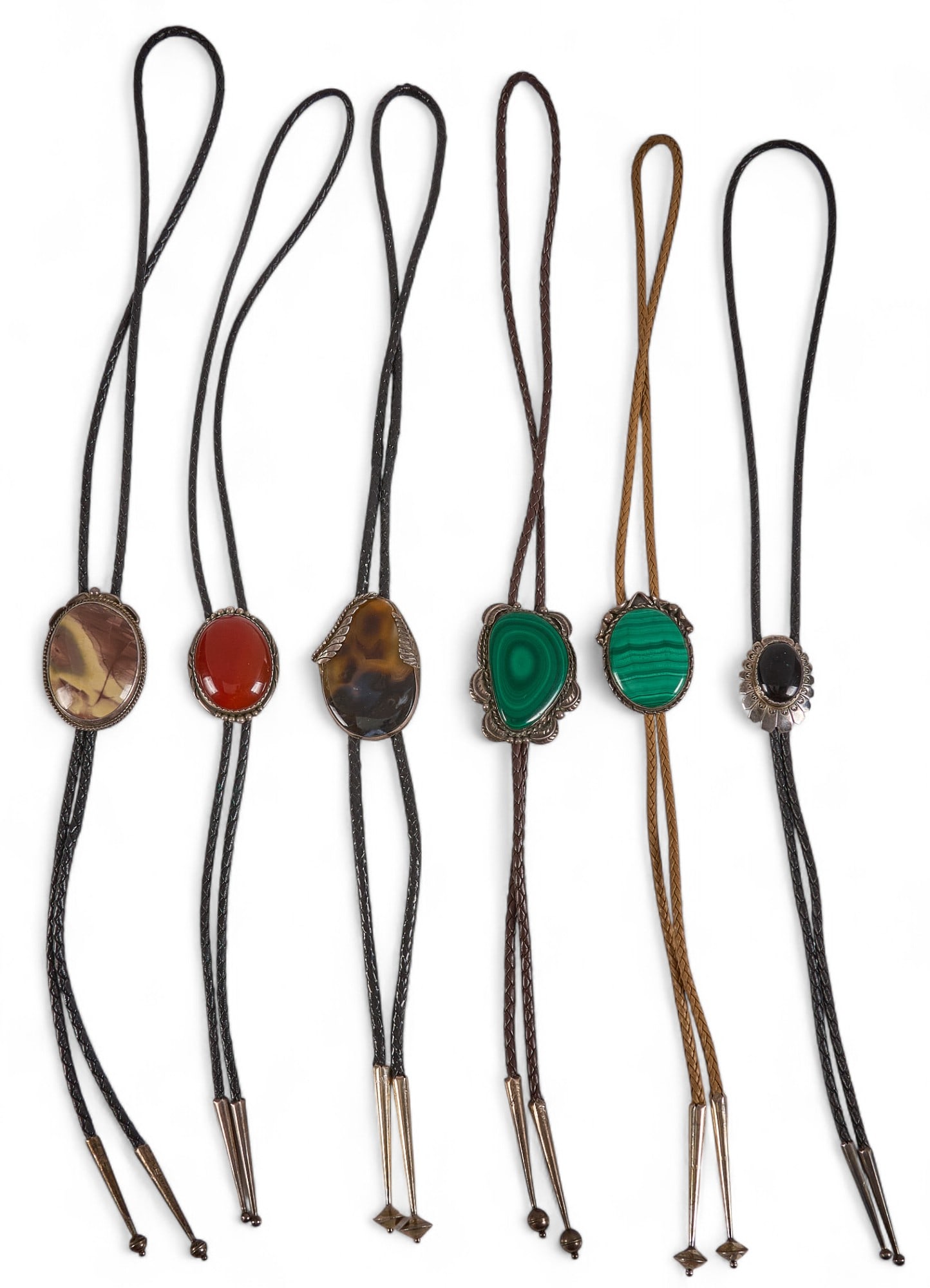 (6) Southwestern Agate and Malachite Bolos (1 of 6)