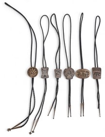 (6) Hopi Sterling Silver Overlay Bolo Ties