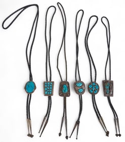 (6) Southwestern Turquoise Bolo Ties